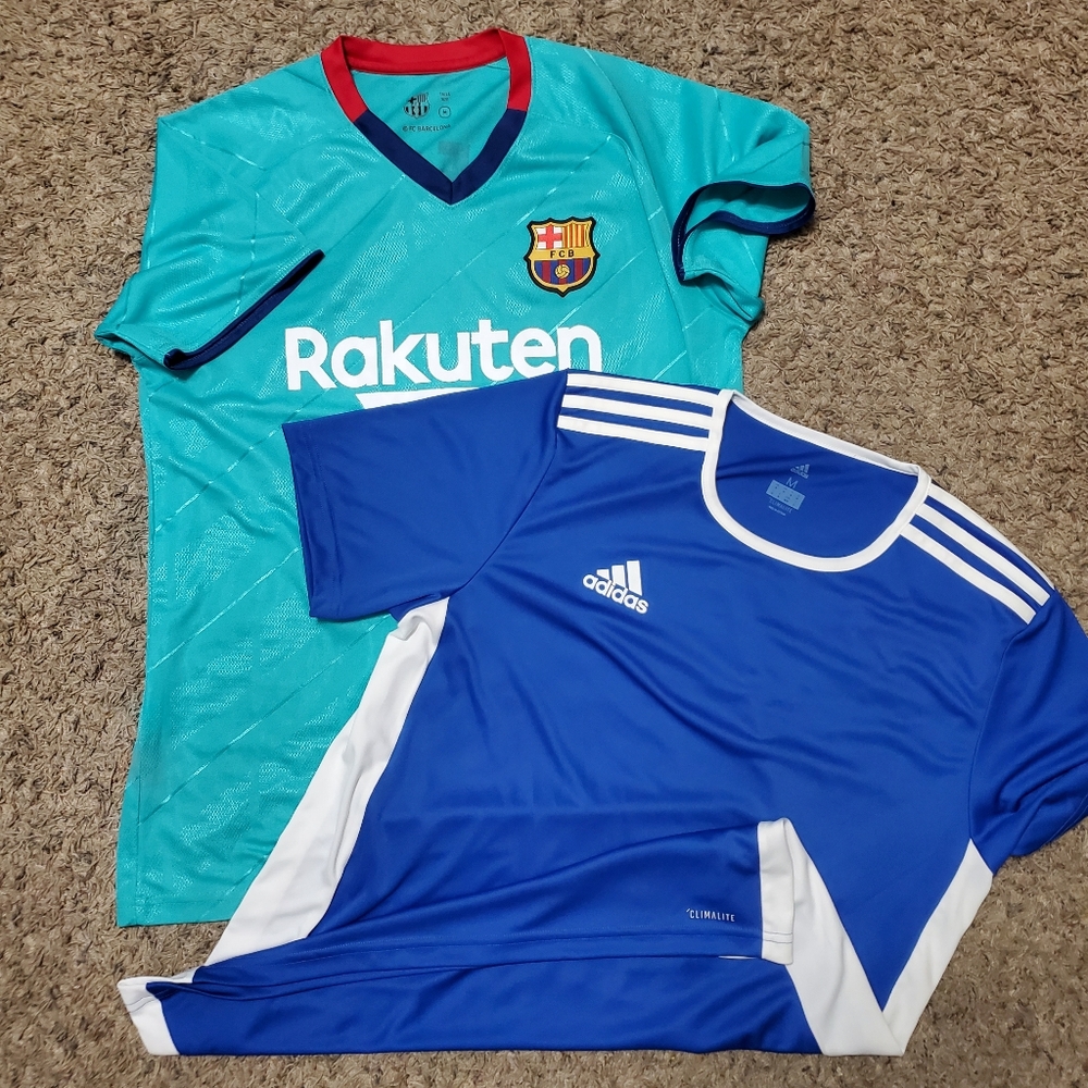 FC Barcelona MESSI Jersey & Adidas TShirt Bundle, Men's Medium